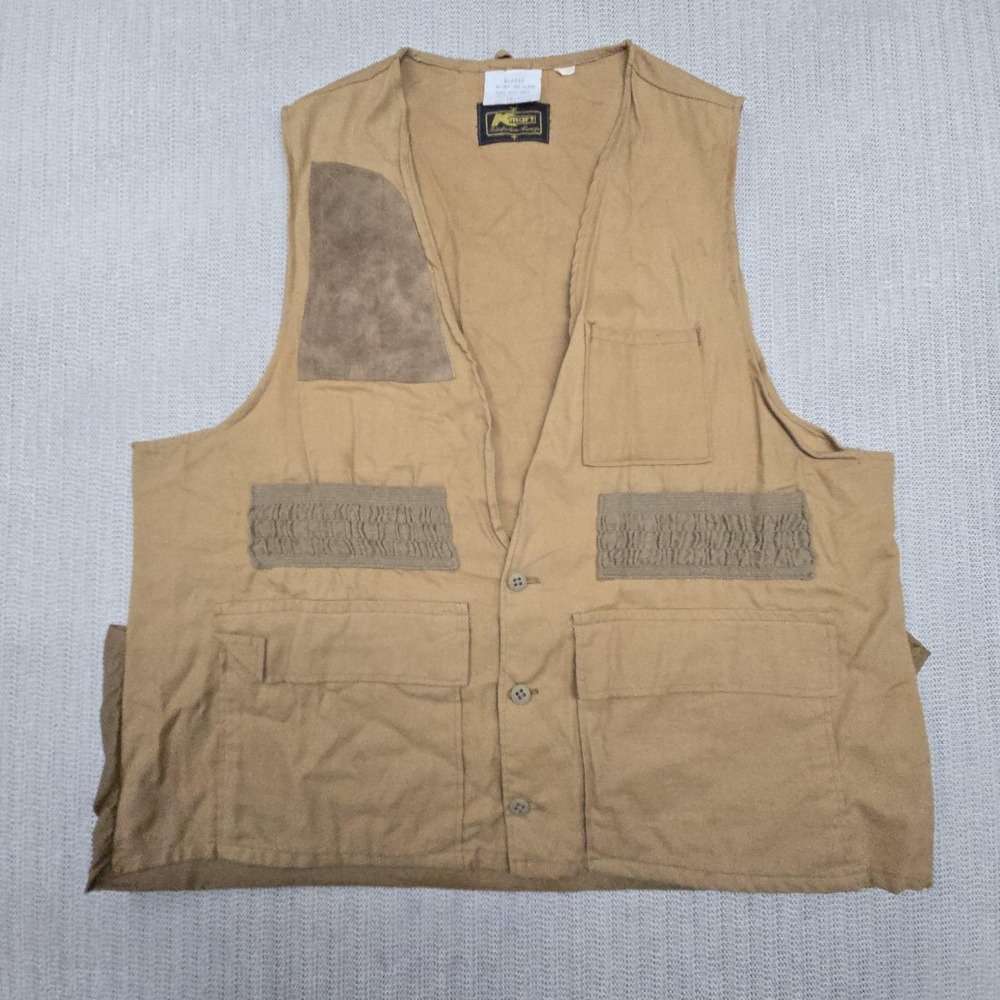 Vintage Kmart Vest Mens XL Brown Canvas Gamebag Hunting Shell Loops Outdoor